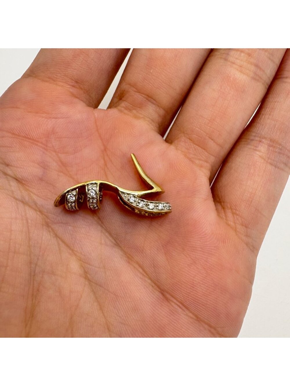 Cubic Zirconia High Heel Stiletto Pendant Sterling Silver 925 Size 0.75" Length